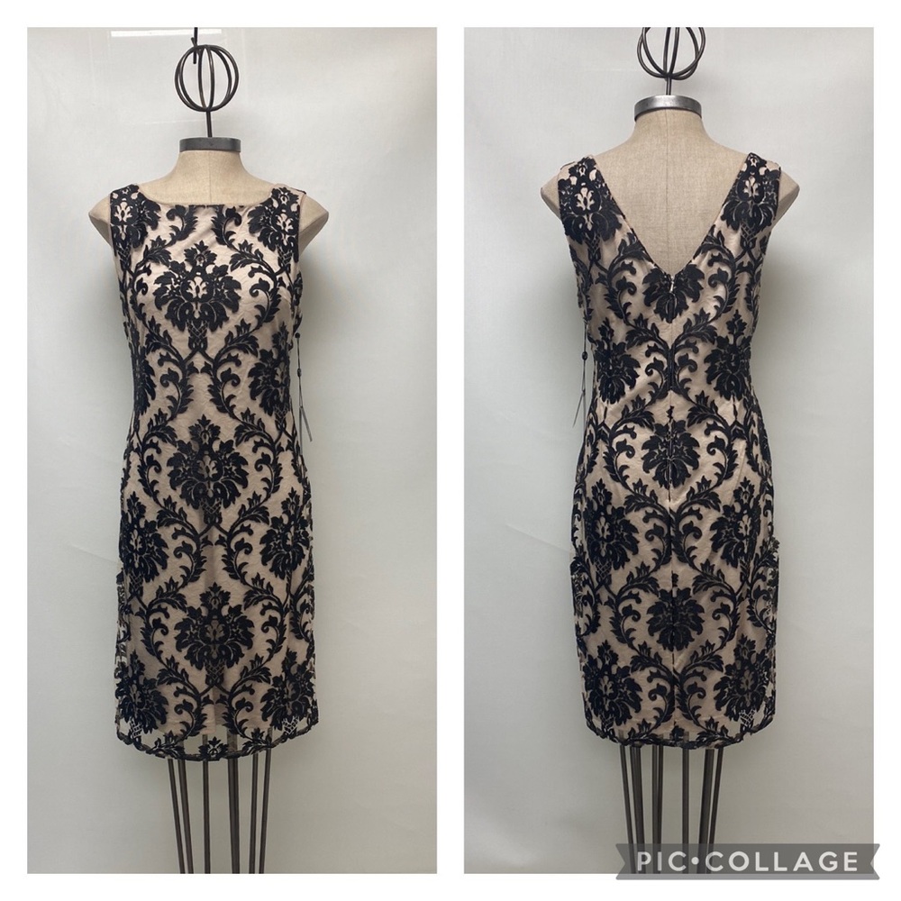 Adrianna Papell embr lace shea sleeveless cocktail dress